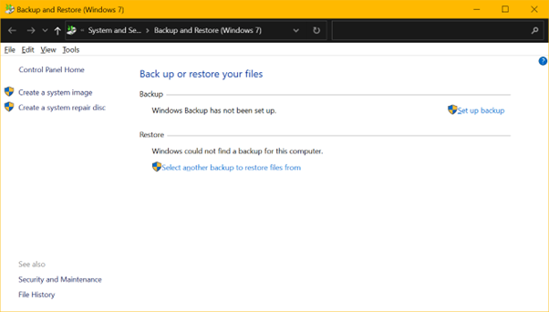 Using the Backup and Restore Option